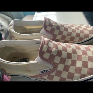 Pink Checkered Slip on Vans